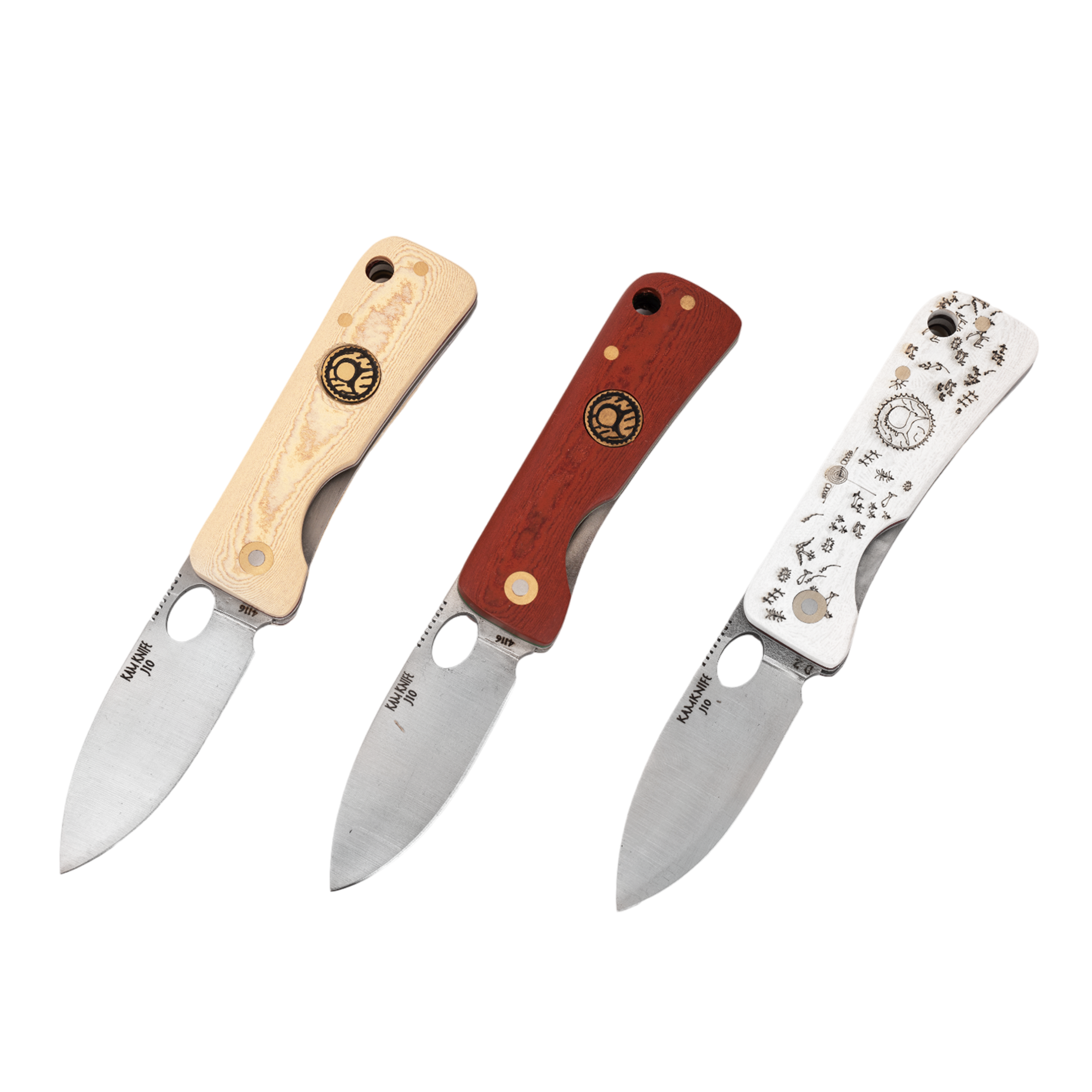 Kam Knife - J10 - 2x4116 Steel - 1xD2 Steel - Set of 3 - Pocket Knives