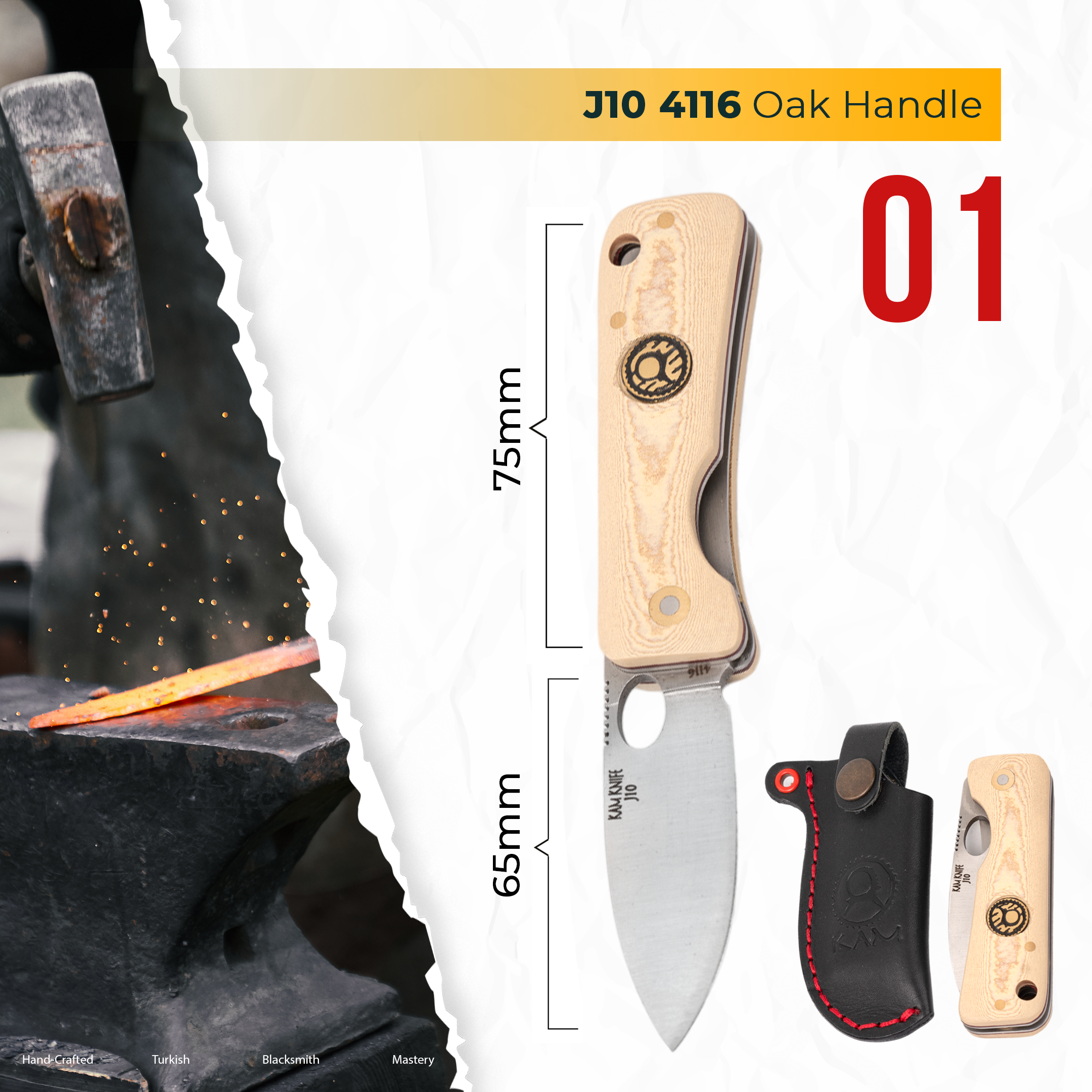 Kam Knife - J10 - 2x4116 Steel - 1xD2 Steel - Set of 3 - Pocket Knives