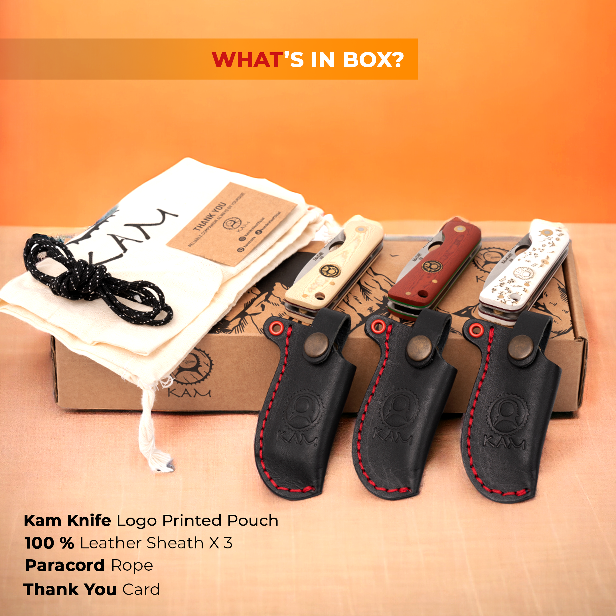 Kam Knife - J10 - 2x4116 Steel - 1xD2 Steel - Set of 3 - Pocket Knives