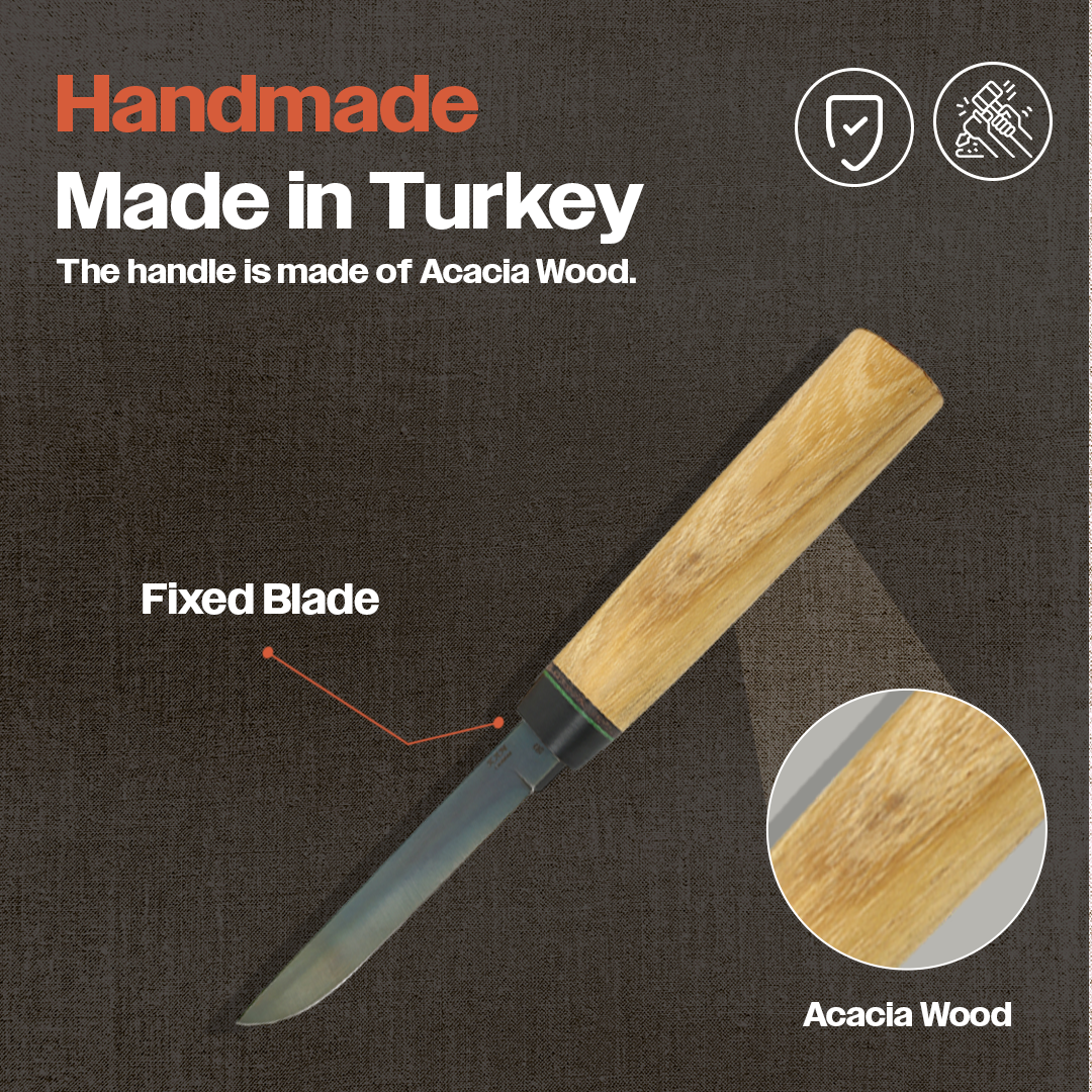 Kam Knife – Puukko Knife CK75 Carbon Steel; Camping Knife with 4.33" Blade; Acacia Wood Handle Hunting Knife; Survival EDC Knife; Perfect for Outdoors and Carving - Kam Knife US