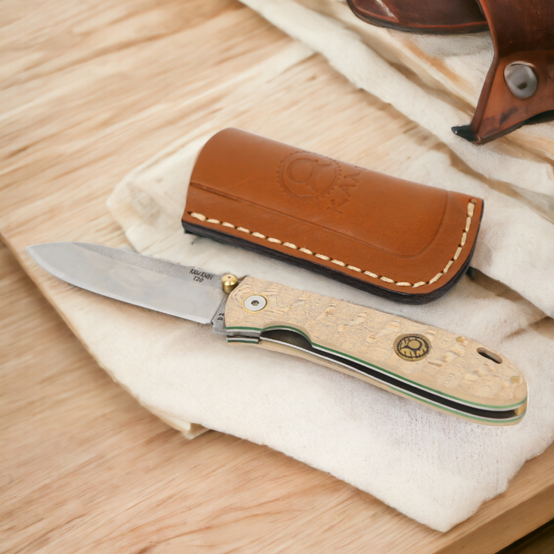 Kam Knife - T20 - D2 Steel - Oak Handle - Pocket Knife