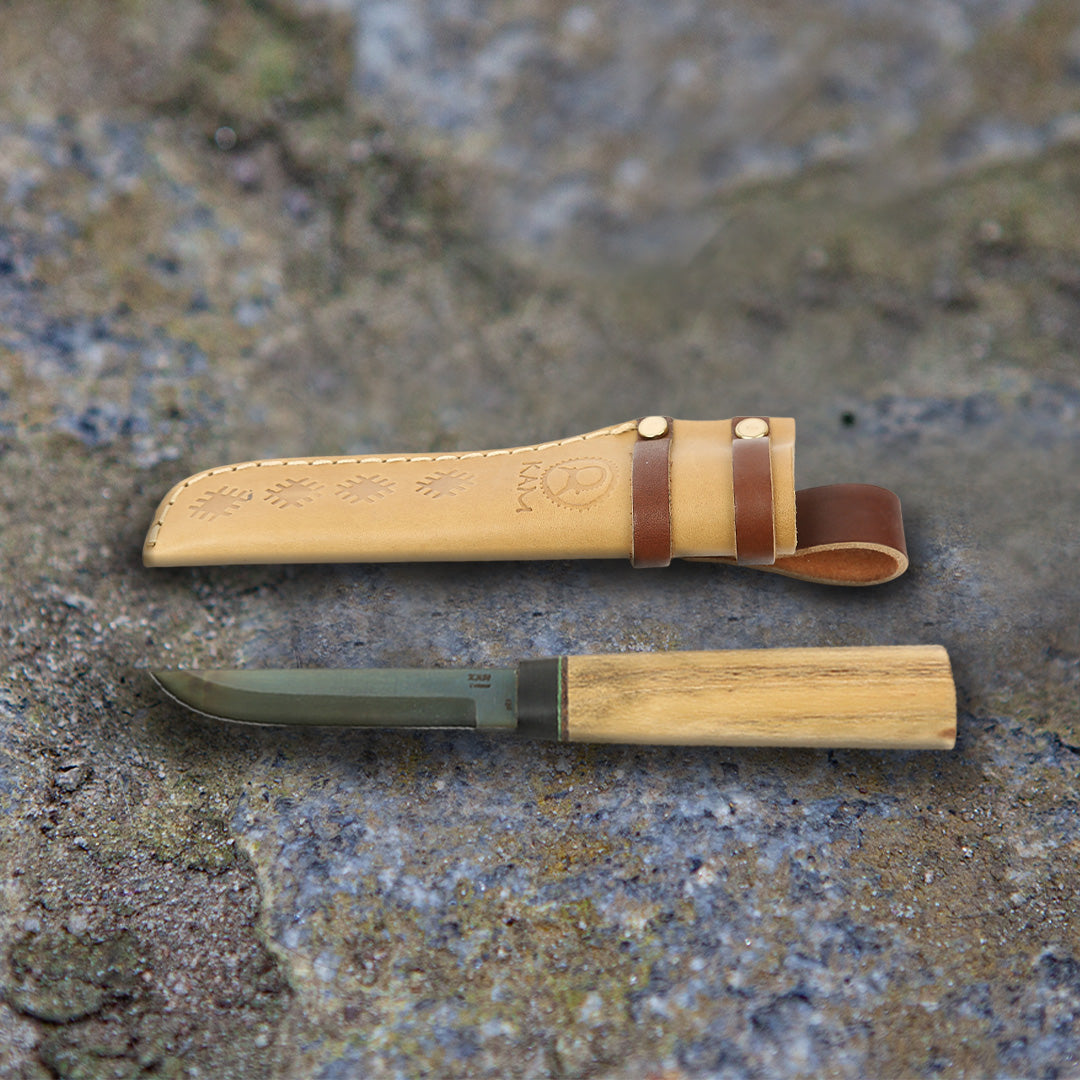 Kam Knife – Puukko Knife CK75 Carbon Steel; Camping Knife with 4.33" Blade; Acacia Wood Handle Hunting Knife; Survival EDC Knife; Perfect for Outdoors and Carving - Kam Knife US